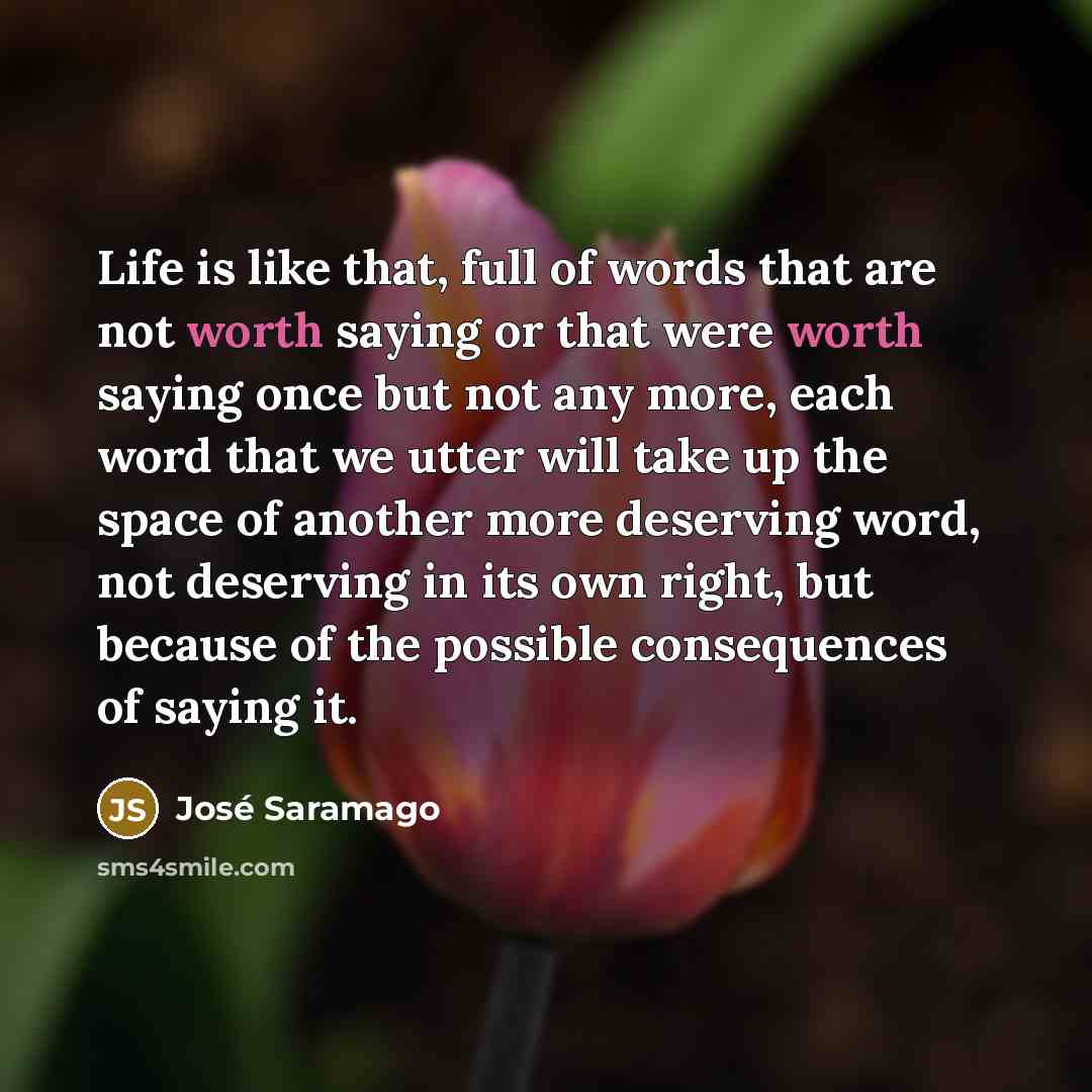 “Life is like that, full of words that are not…” quote by Jose Saramago