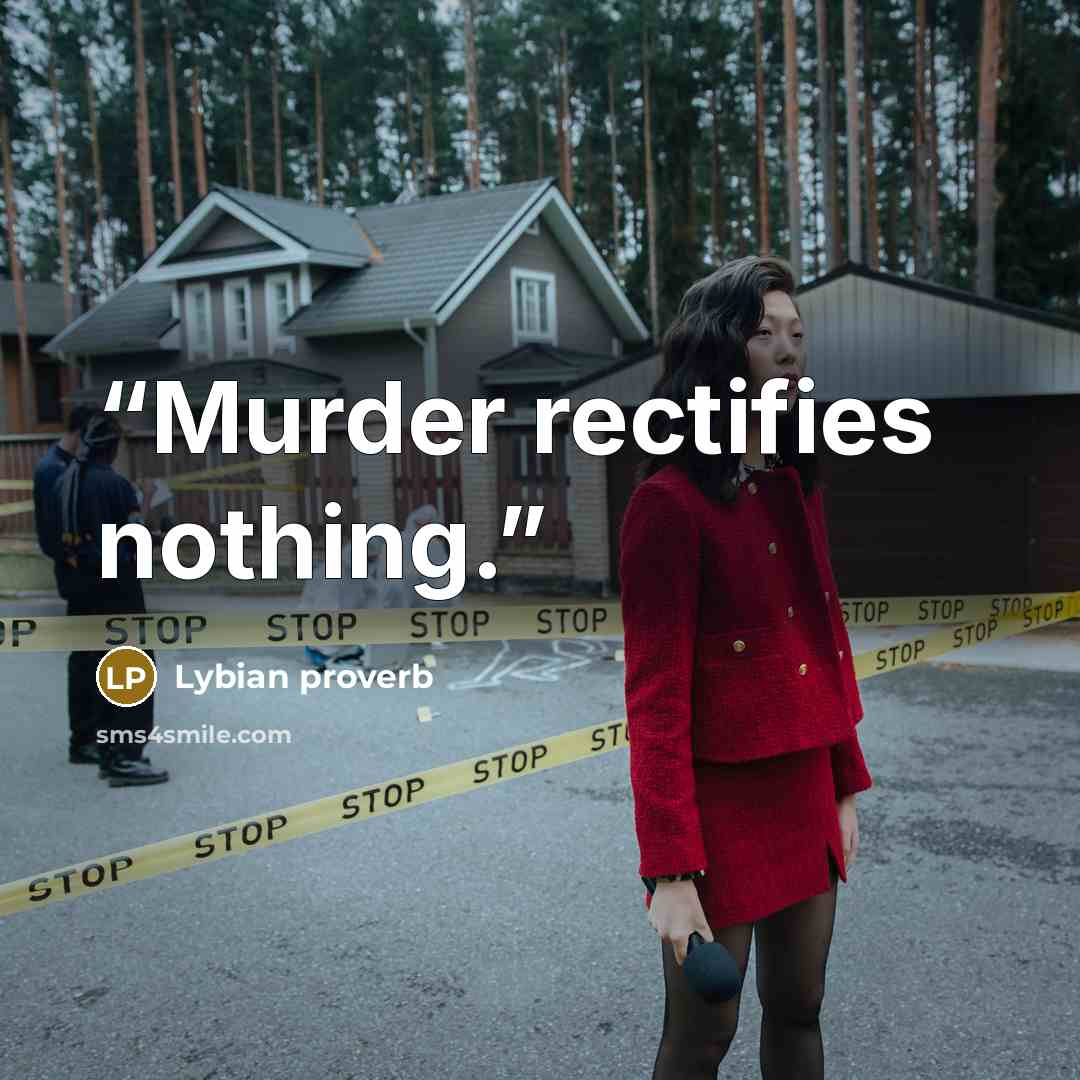 “Murder rectifies nothing.” quote by Lybian proverb