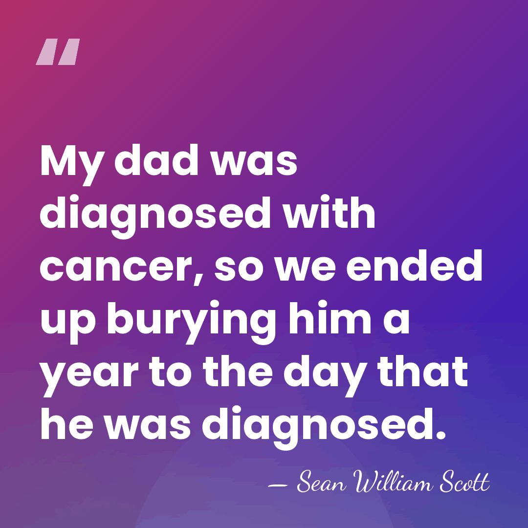 My dad was diagnosed with cancer, so we ended up burying him&hellip; - Sean William Scott