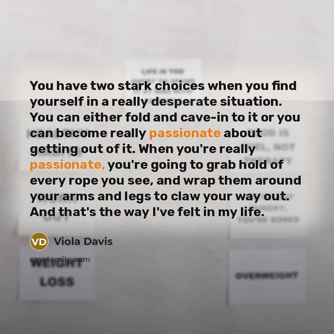 “You have two stark choices when you find yourself in…” quote by Viola Davis