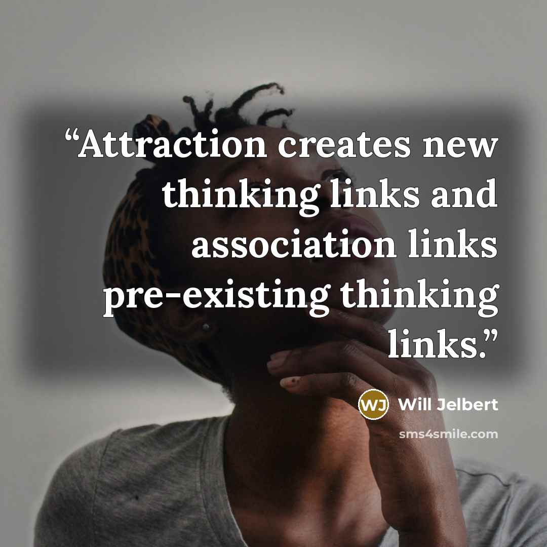 “Attraction creates new thinking links and association links pre-existing thinking links.” quote by Will Jelbert