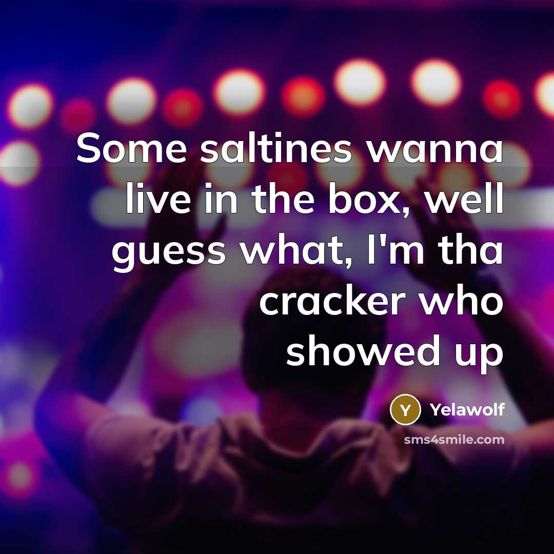 “Some saltines wanna live in the box, well guess what,…” quote by Yelawolf