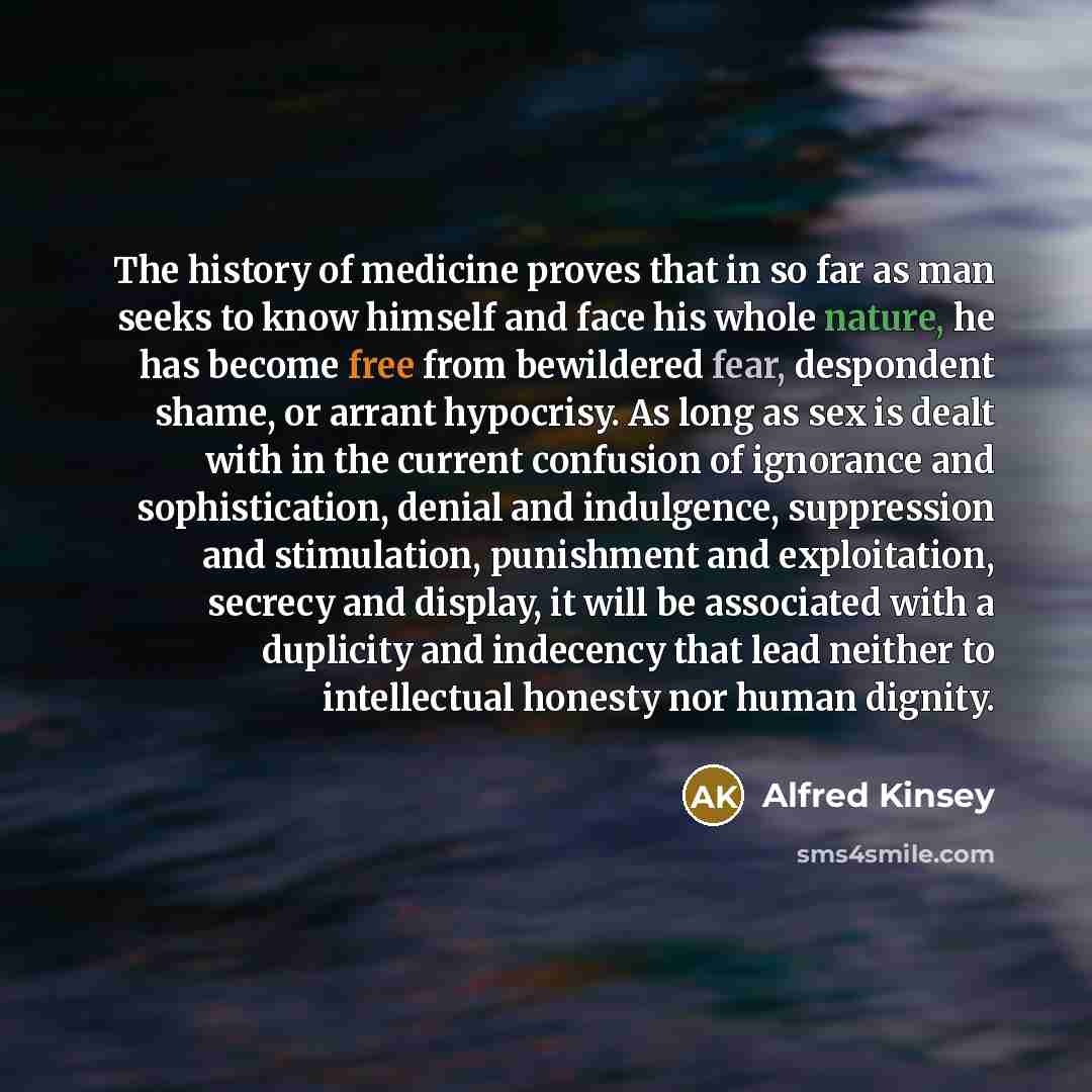 “The history of medicine proves that in so far as…” quote by Alfred Kinsey