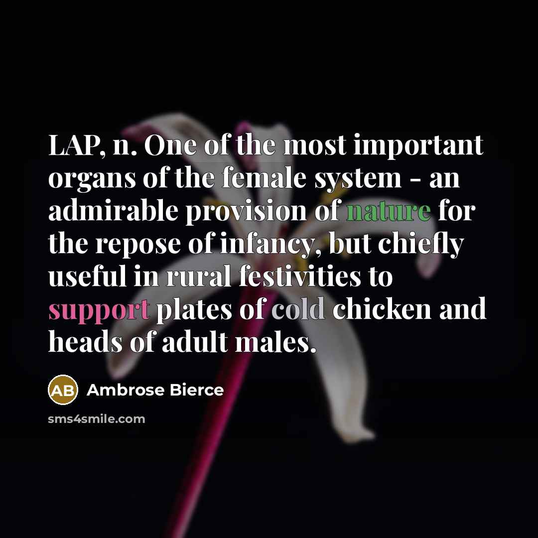 “LAP, n. One of the most important organs of the…” quote by Ambrose Bierce