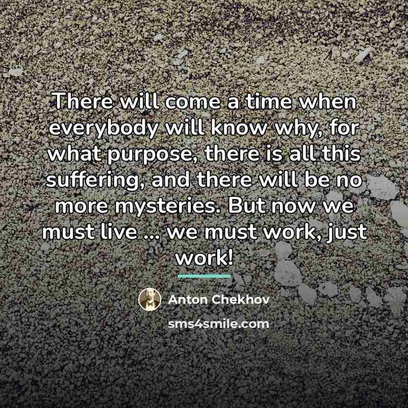 “There will come a time when everybody will know why,…” quote by Anton Chekhov