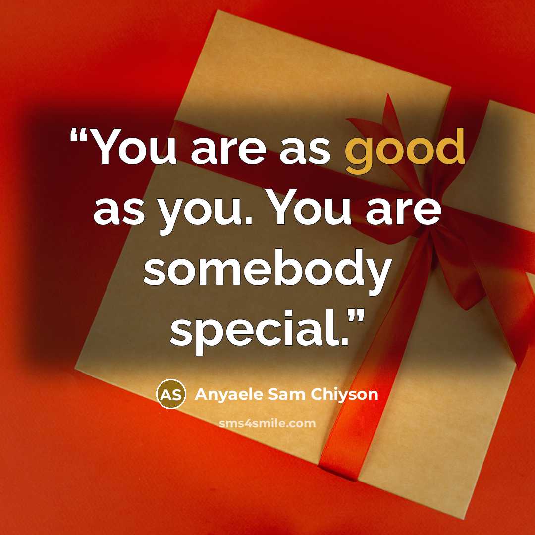 “You are as good as you. You are somebody special.” quote by Anyaele Sam Chiyson