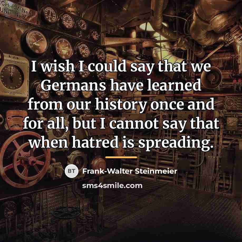 “I wish I could say that we Germans have learned…” quote by Frank-Walter Steinmeier