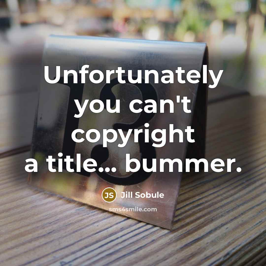 “Unfortunately you can't copyright a title... bummer.…” quote by Jill Sobule