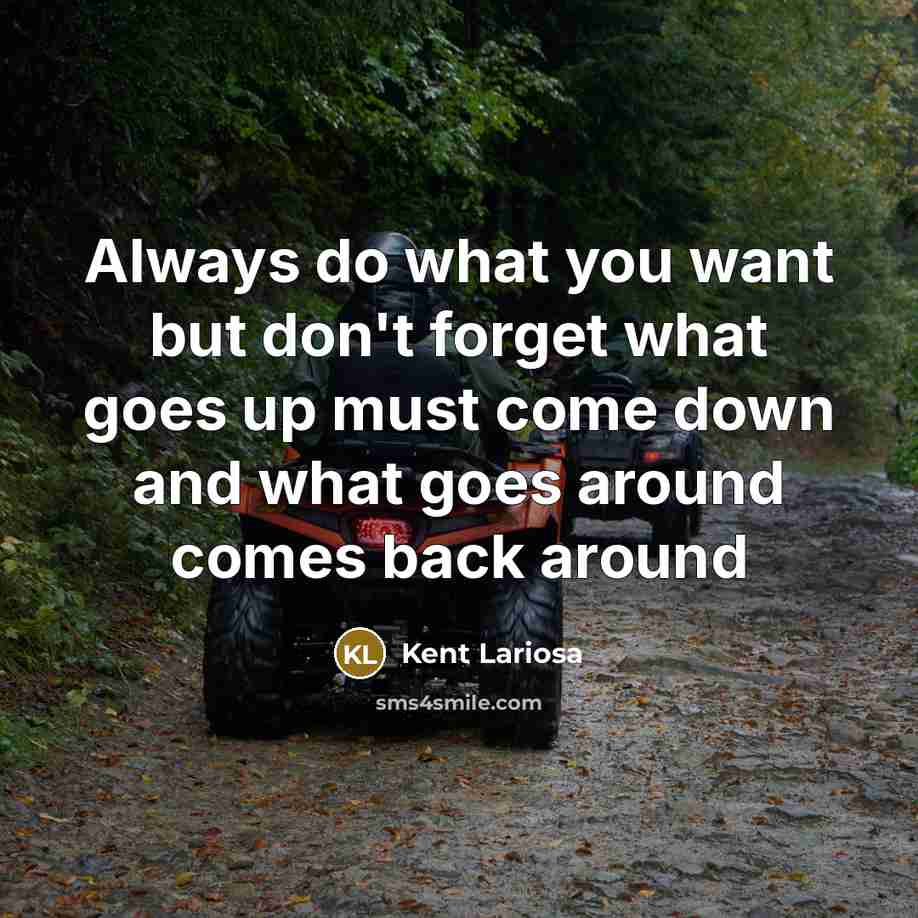 “Always do what you want but don't forget what goes…” quote by Kent Lariosa