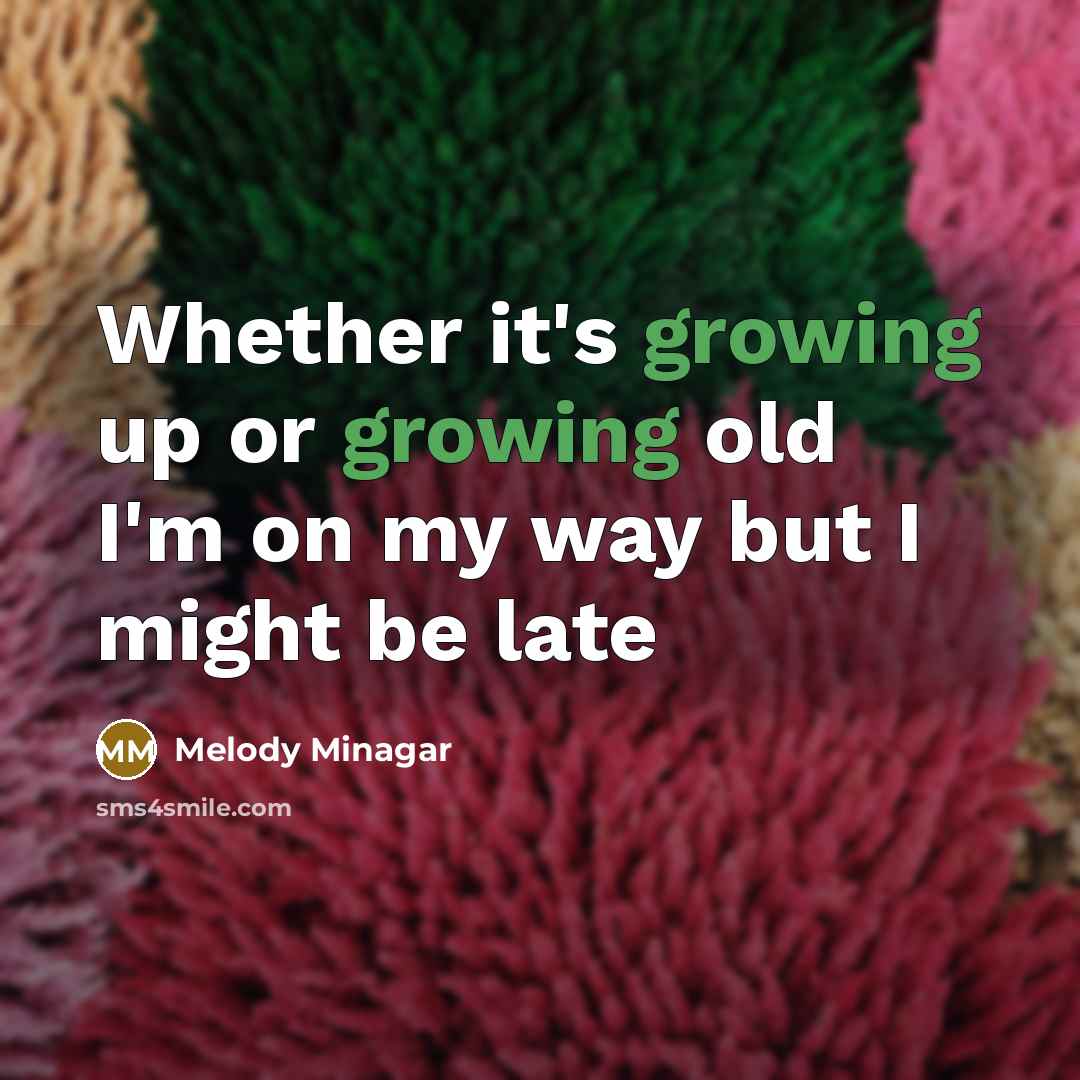 “Whether it's growing up or growing old I'm on my…” quote by Melody Minagar