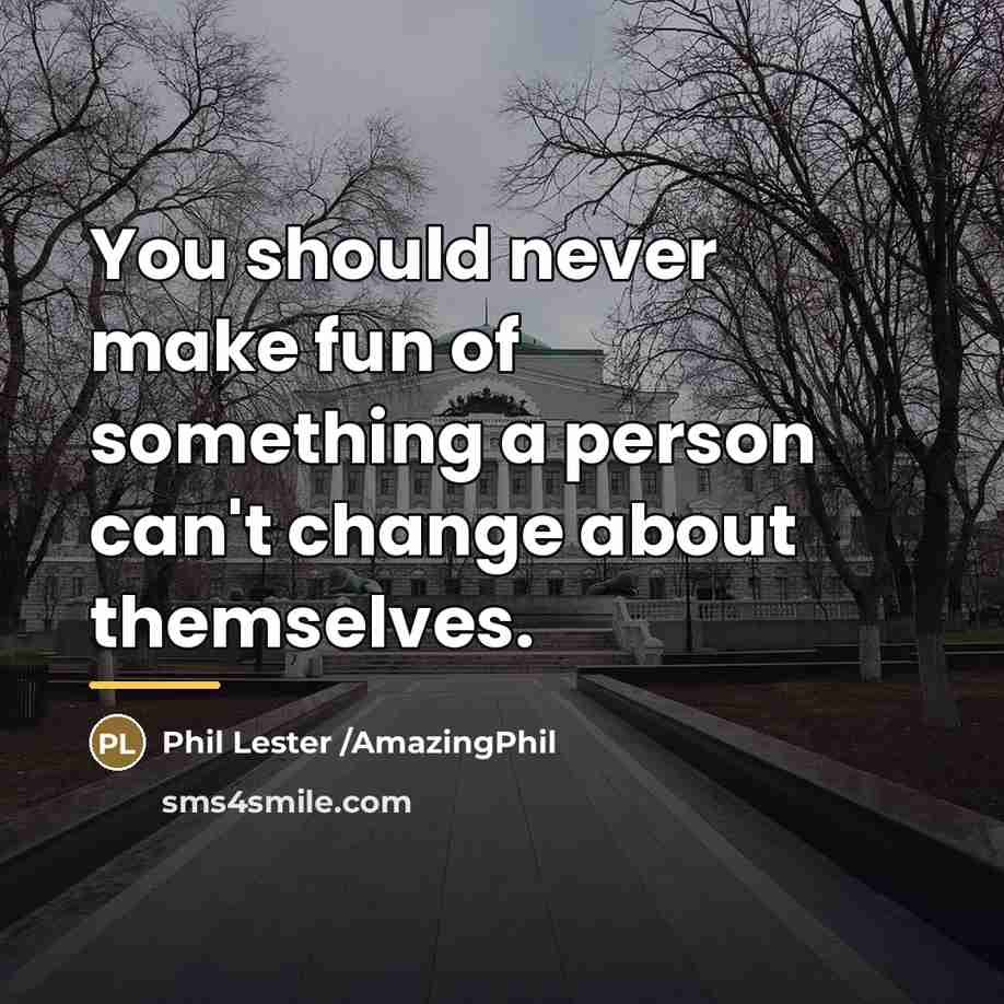 “You should never make fun of something a person can't…” quote by Phil Lester /AmazingPhil