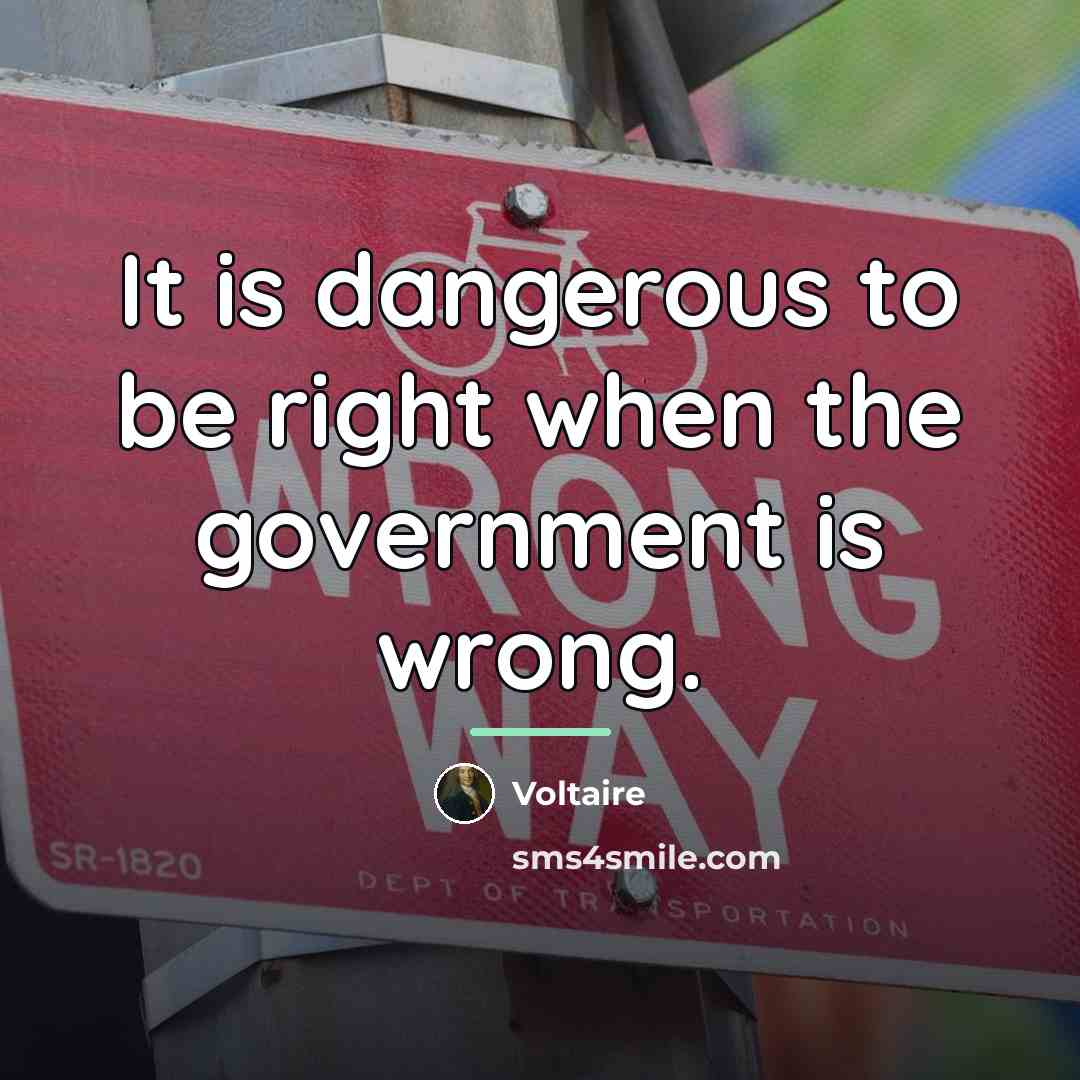 “It is dangerous to be right when the government is…” quote by Voltaire