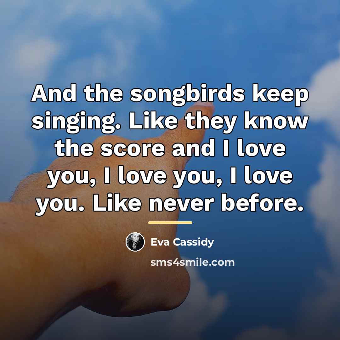 “And the songbirds keep singing. Like they know the score…” quote by Eva Cassidy