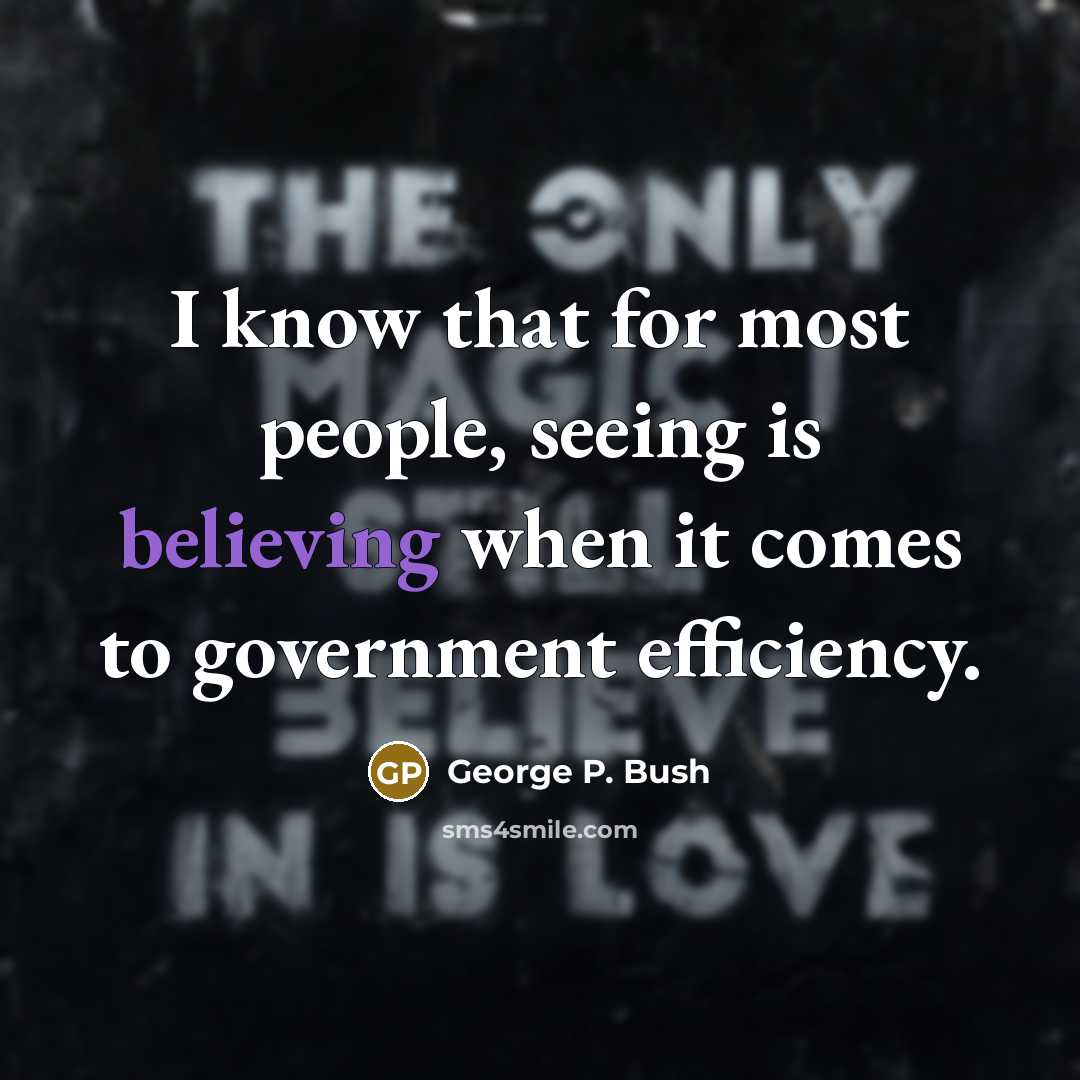 “I know that for most people, seeing is believing when it comes to government efficiency.” quote by George P. Bush