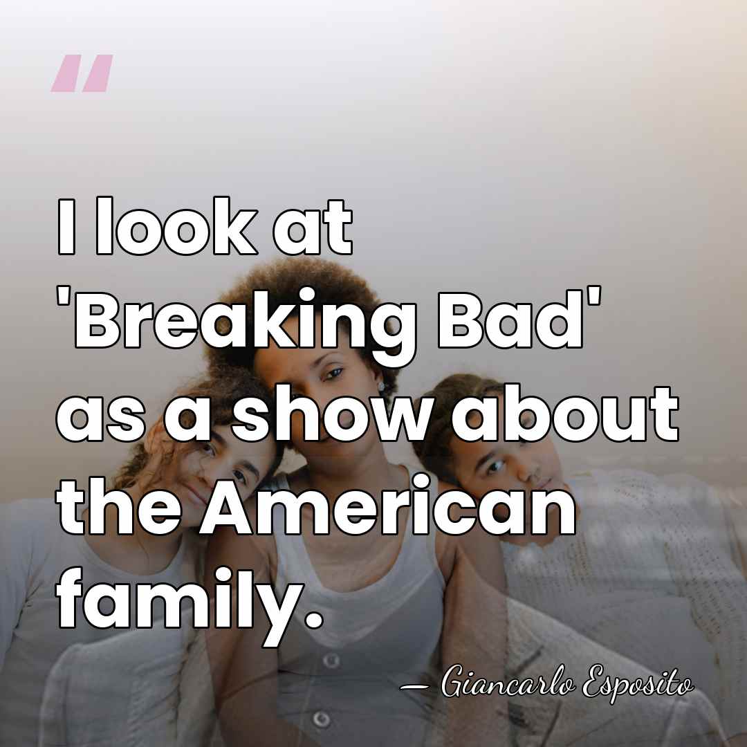 I look at 'Breaking Bad' as a show about the American family. - Giancarlo Esposito