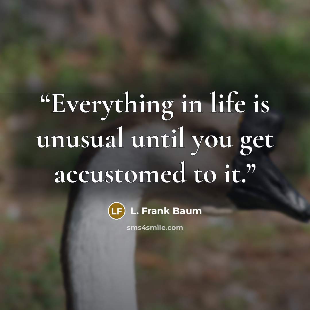 “Everything in life is unusual until you get accustomed to it.” quote by L. Frank Baum