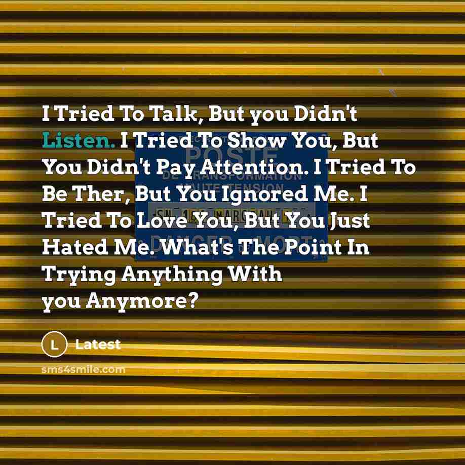 “I Tried To Talk, But you Didn't Listen. I Tried…” quote by Latest