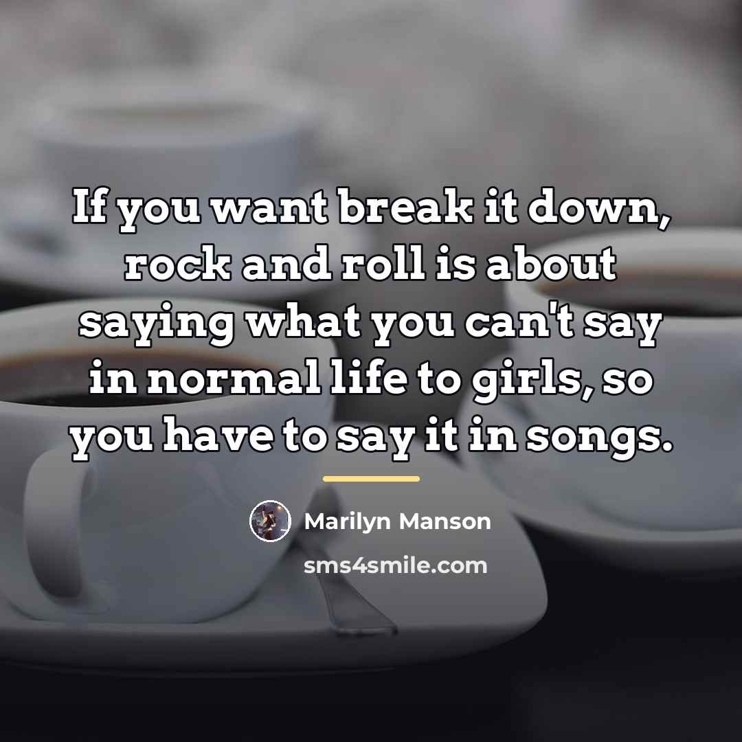 “If you want break it down, rock and roll is…” quote by Marilyn Manson