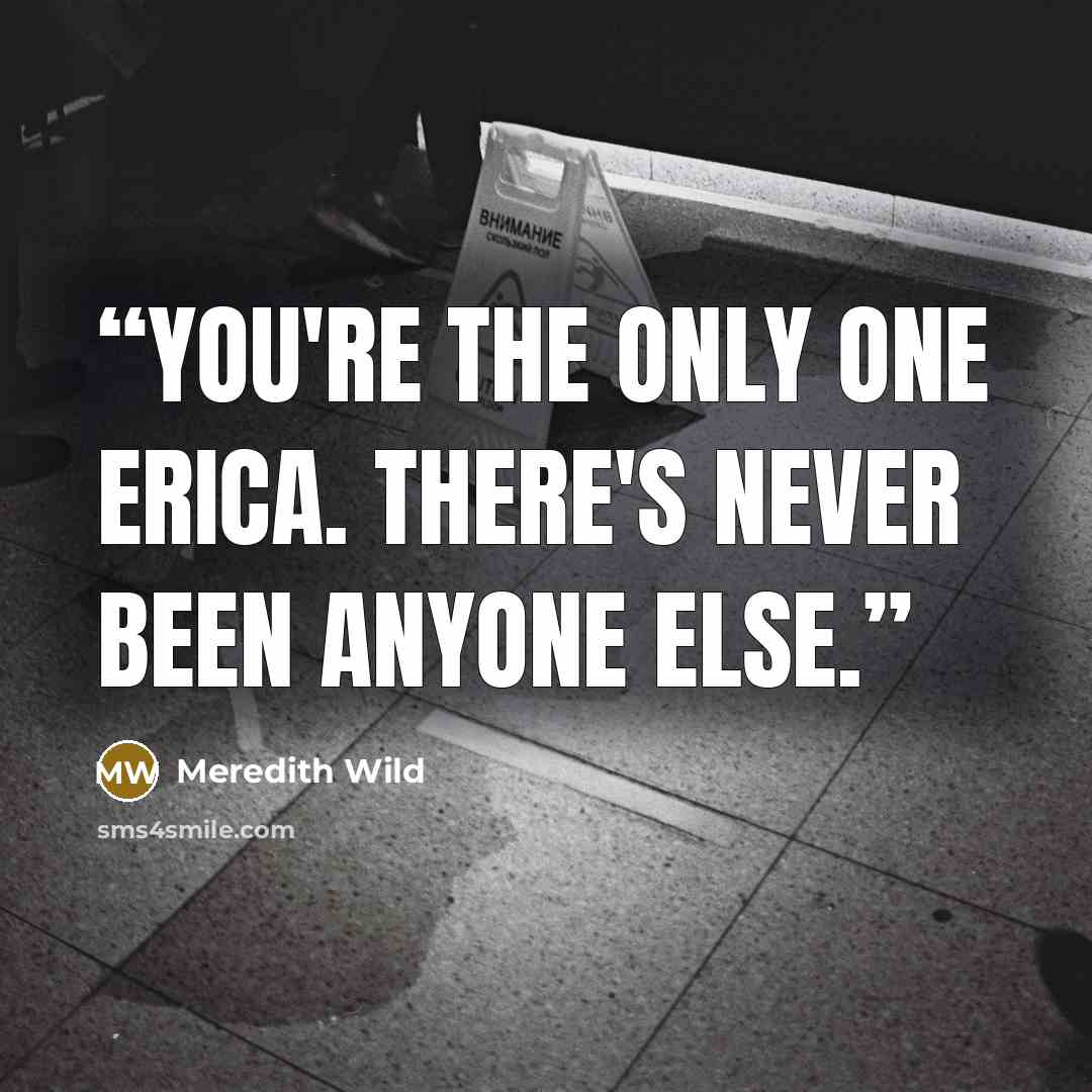 “You're the only one Erica. There's never been anyone else.” quote by Meredith Wild