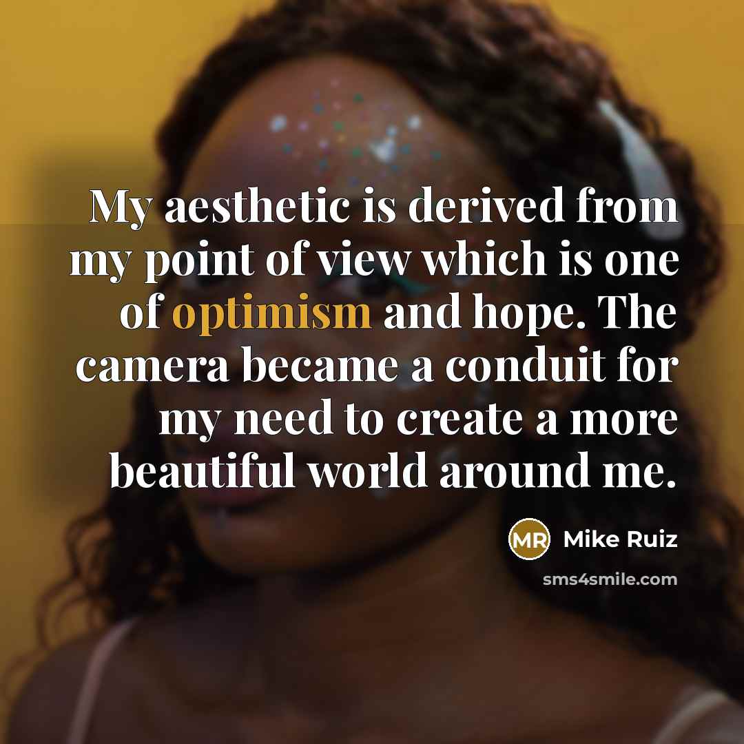“My aesthetic is derived from my point of view which…” quote by Mike Ruiz