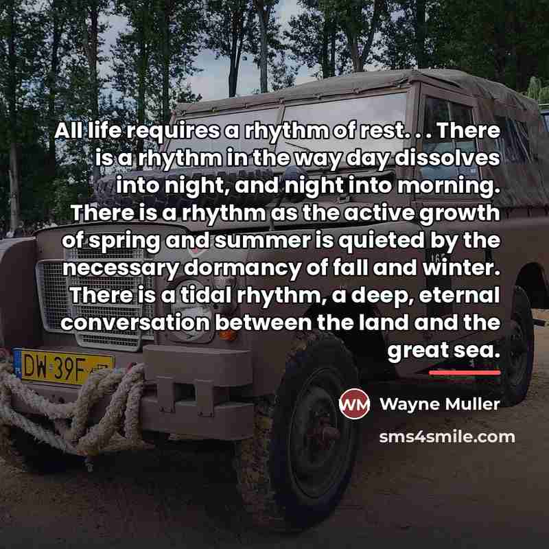“All life requires a rhythm of rest. . . There…” quote by Wayne Muller
