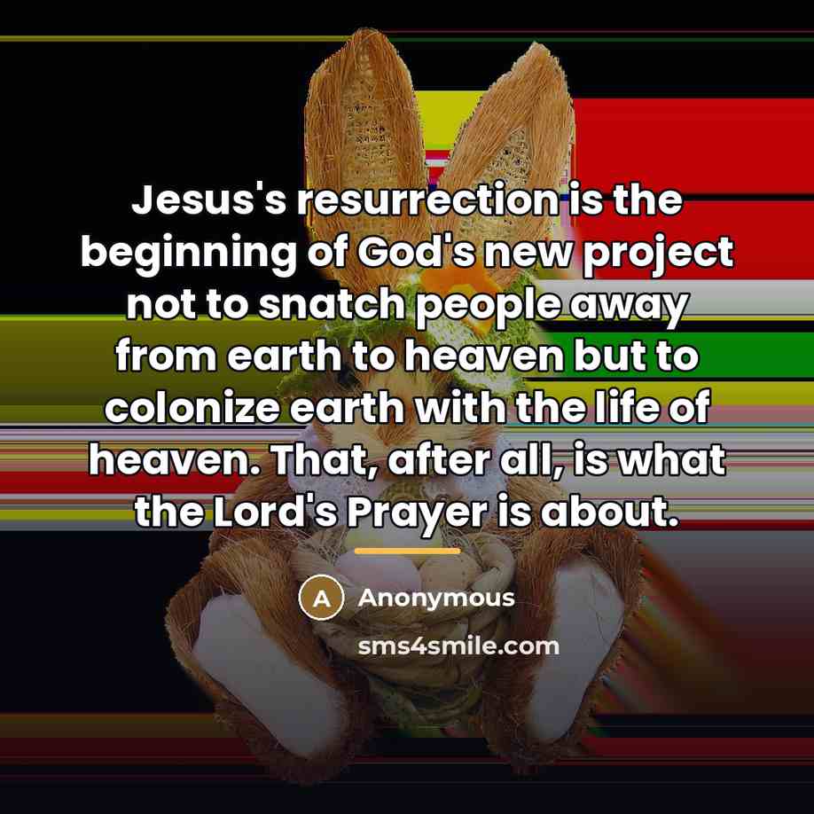 “Jesus's resurrection is the beginning of God's new project not…” quote by Anonymous