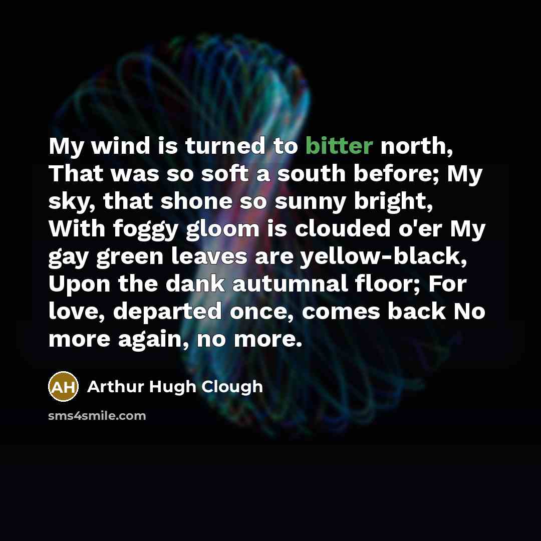 “My wind is turned to bitter north, That was so…” quote by Arthur Hugh Clough