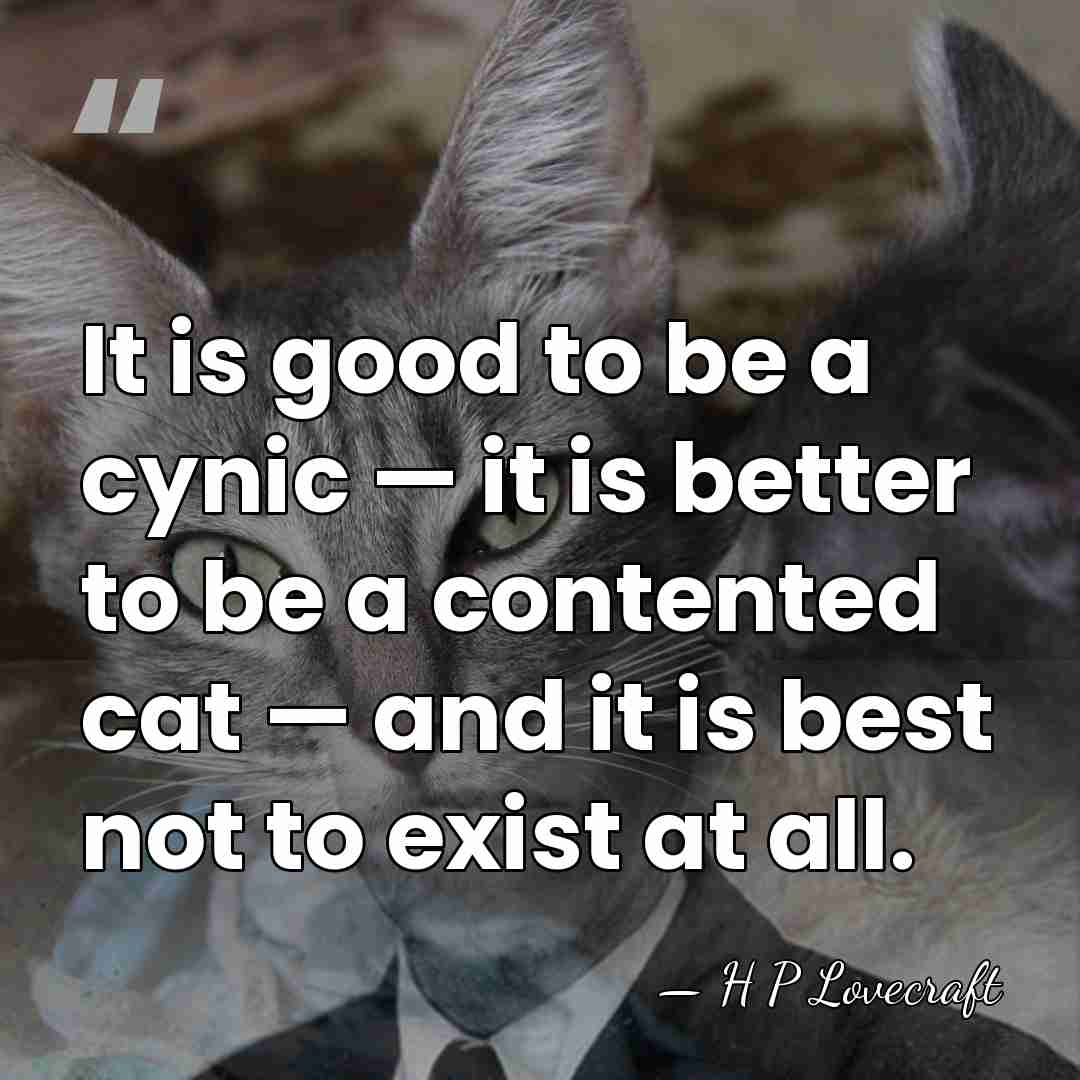 It is good to be a cynic — it is better to&hellip; - H P Lovecraft