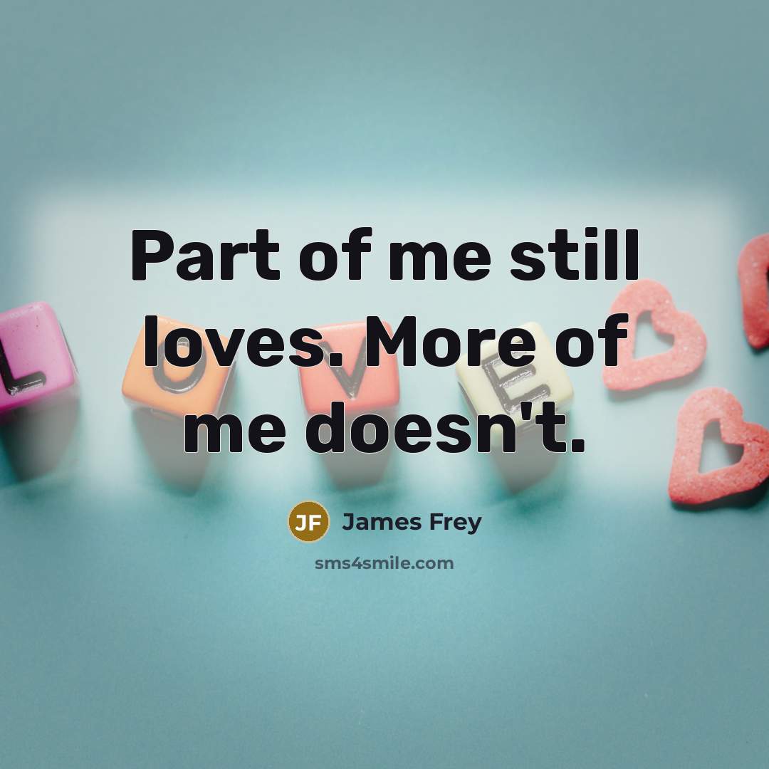 “Part of me still loves. More of me doesn't.…” quote by James Frey