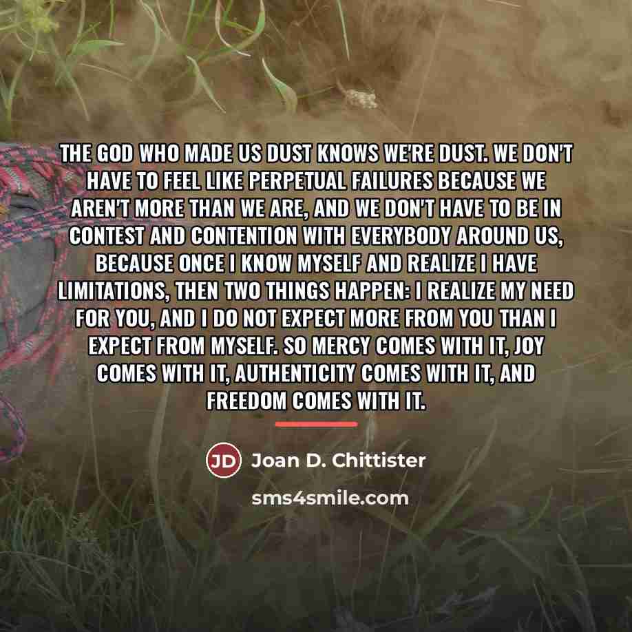 “The God who made us dust knows we're dust. We…” quote by Joan D. Chittister