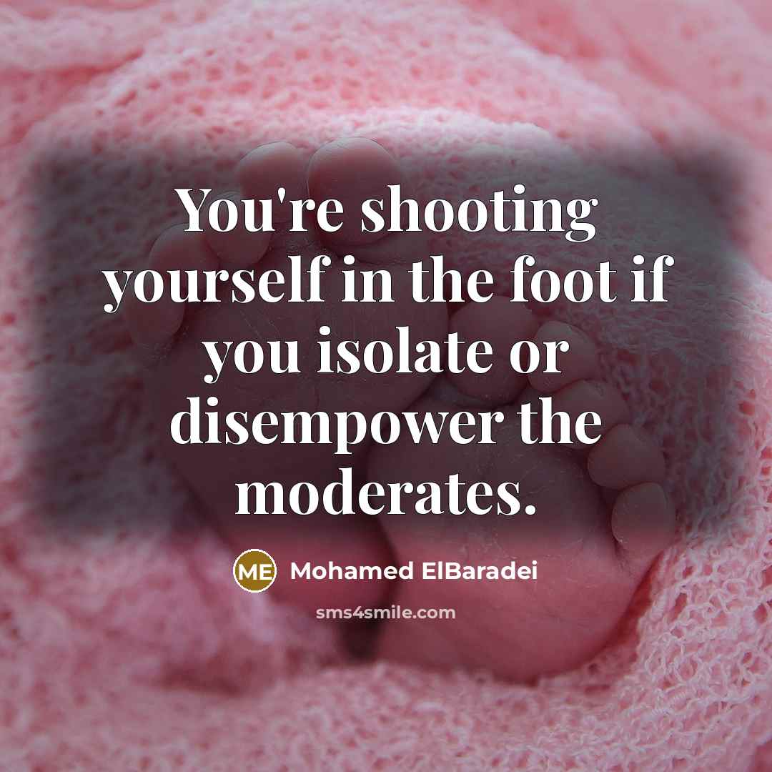 “You're shooting yourself in the foot if you isolate or…” quote by Mohamed ElBaradei