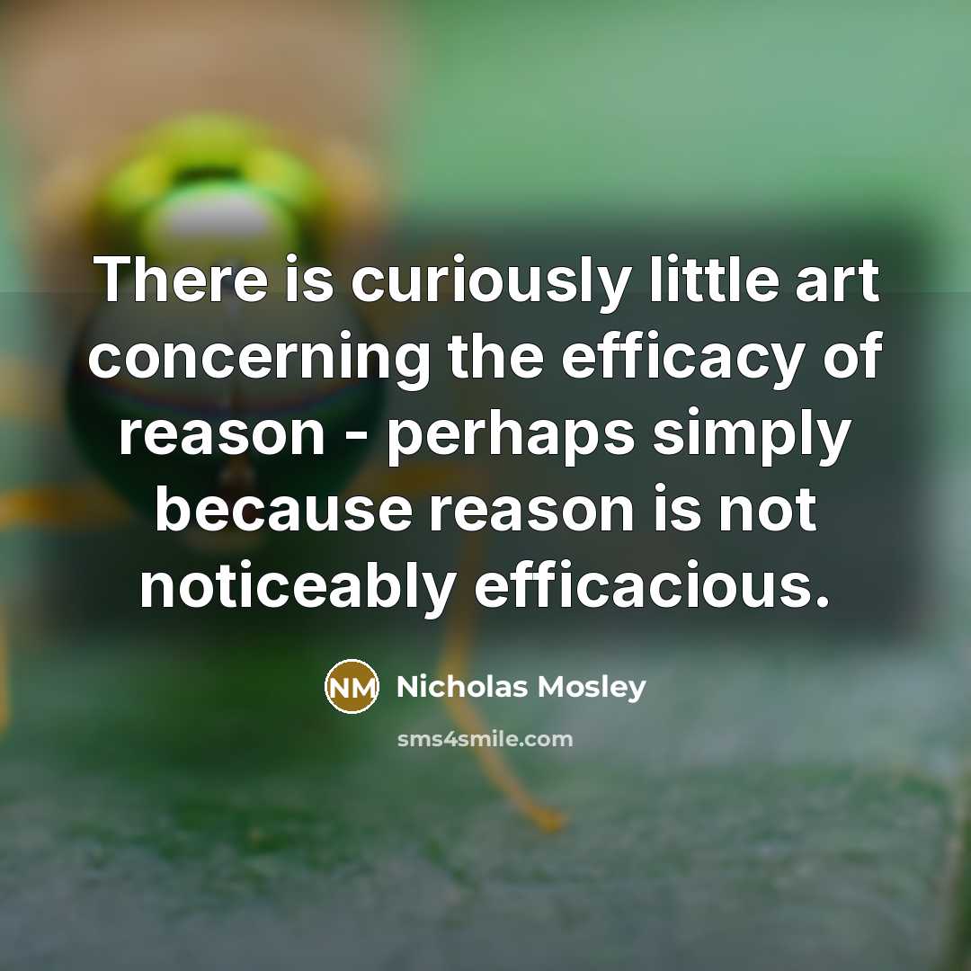 “There is curiously little art concerning the efficacy of reason…” quote by Nicholas Mosley
