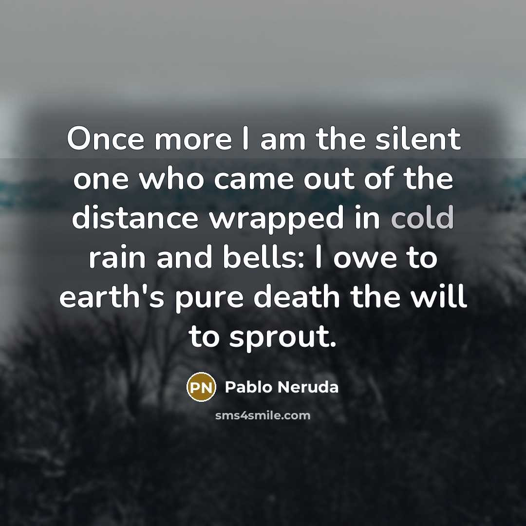 “Once more I am the silent one who came out…” quote by Pablo Neruda