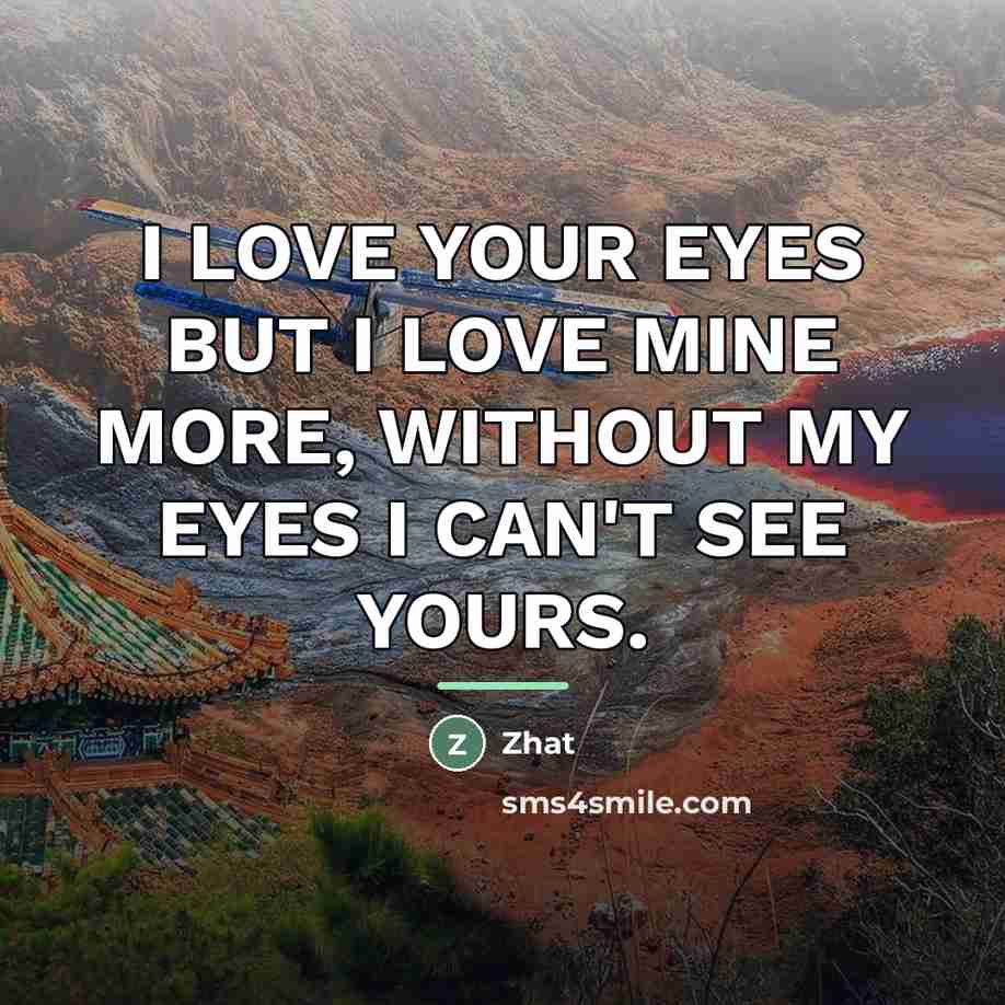 “I LOVE YOUR EYES BUT I LOVE MINE MORE, WITHOUT…” quote by Zhat