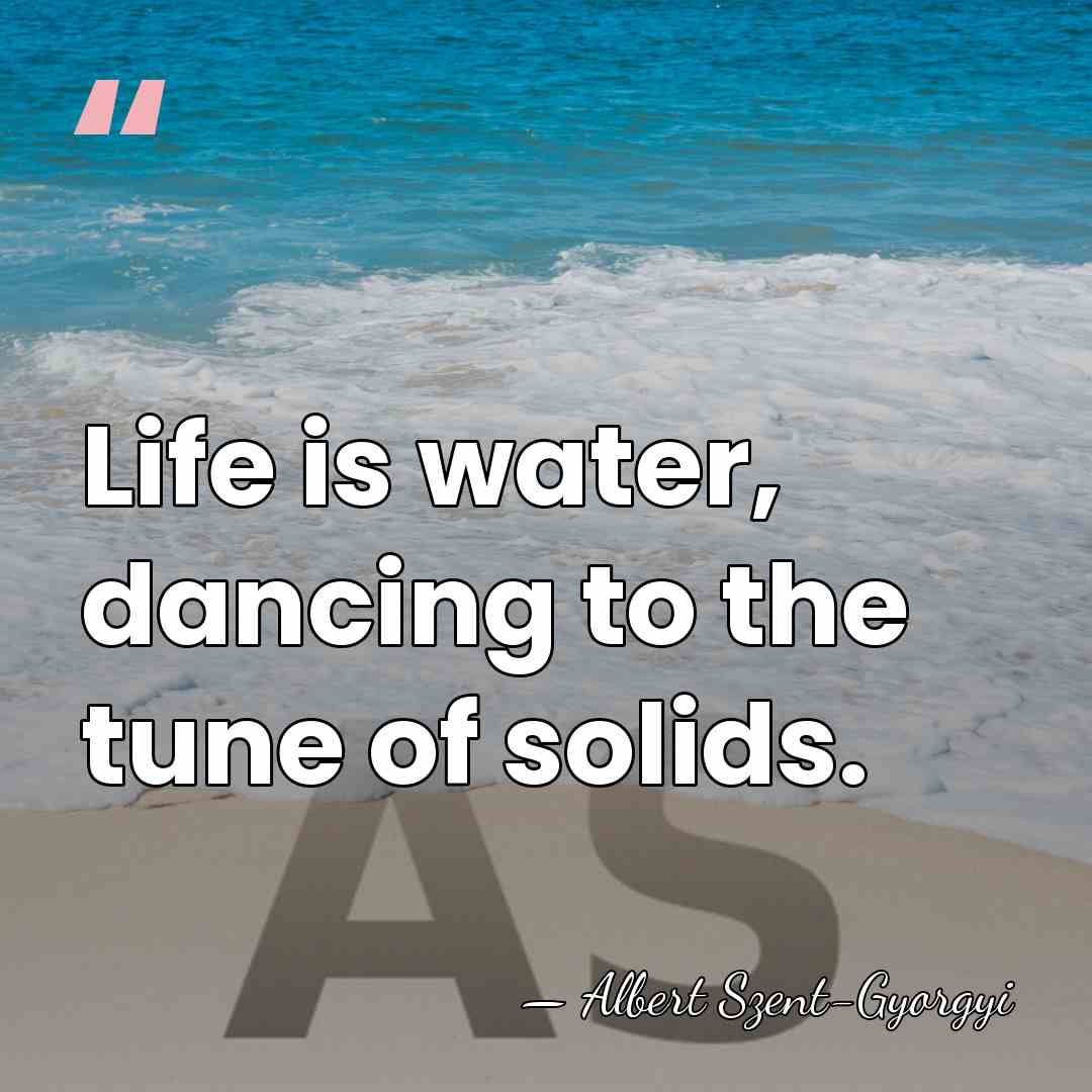 Life is water, dancing to the tune of solids. - Albert Szent-Gyorgyi