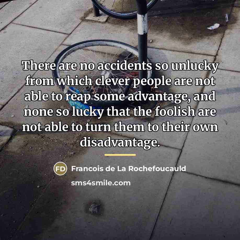 “There are no accidents so unlucky from which clever people…” quote by Francois de La Rochefoucauld