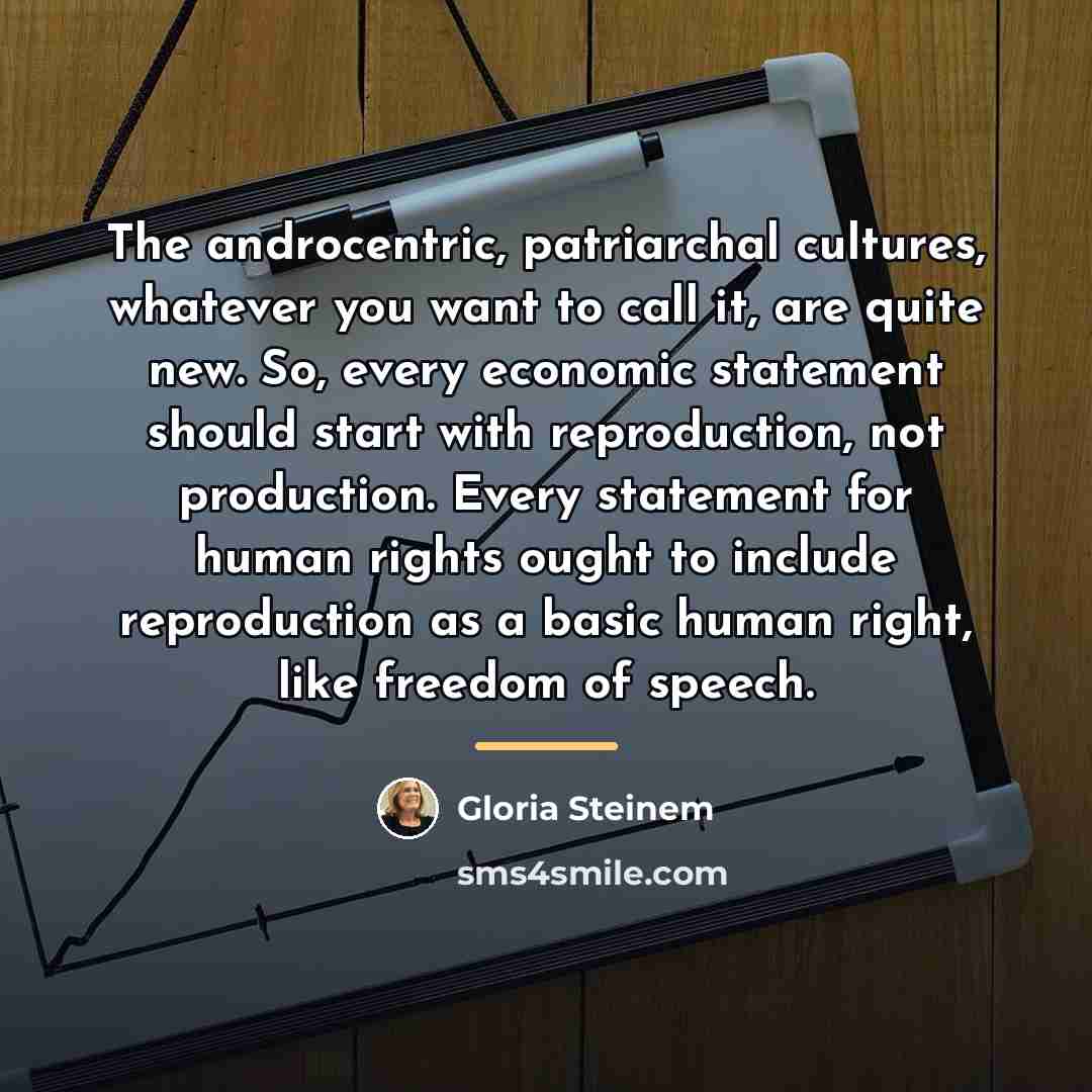 “The androcentric, patriarchal cultures, whatever you want to call it,…” quote by Gloria Steinem