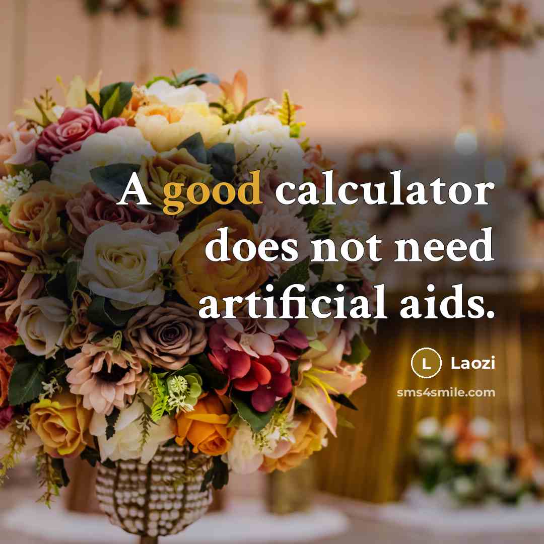 “A good calculator does not need artificial aids.…” quote by Laozi