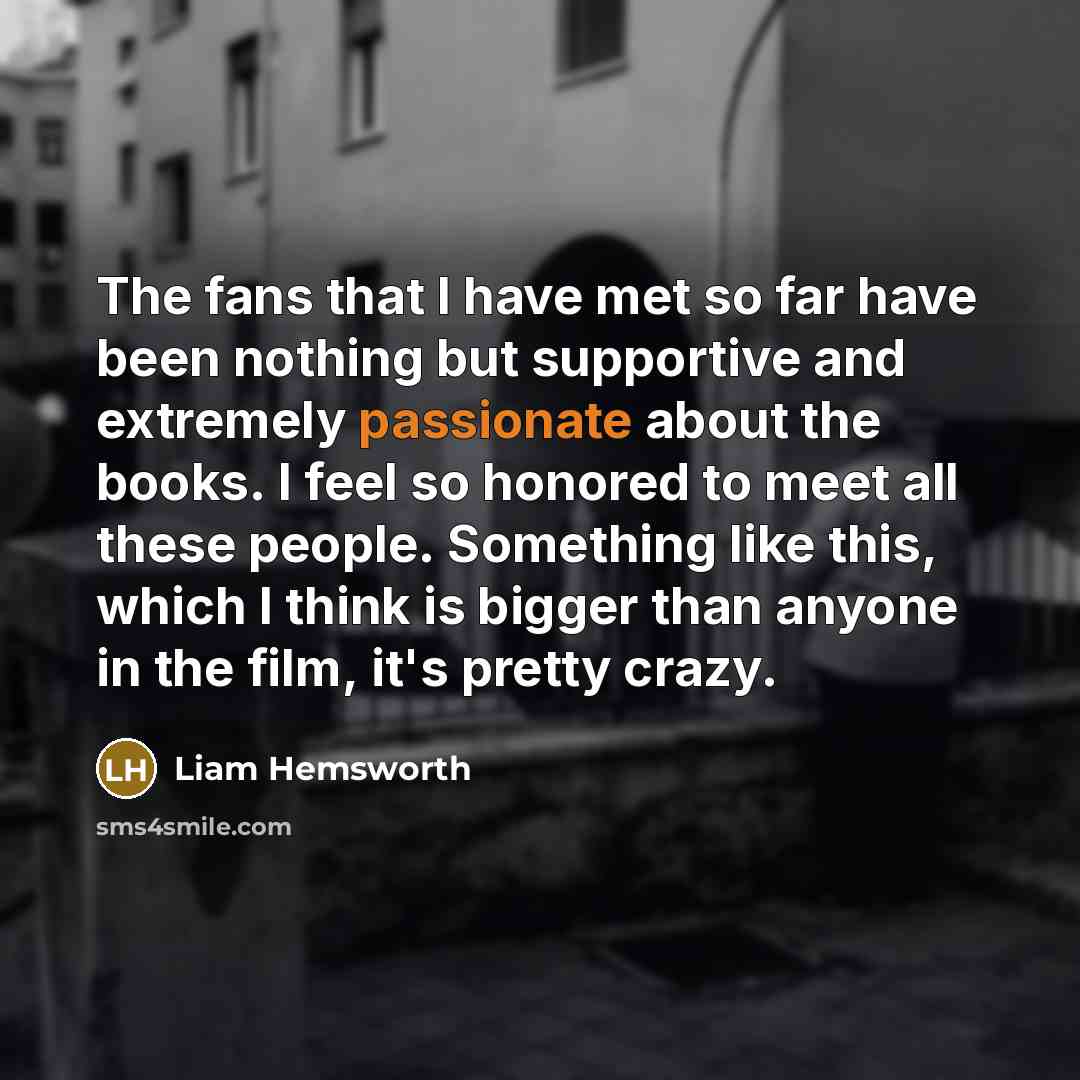 “The fans that I have met so far have been…” quote by Liam Hemsworth
