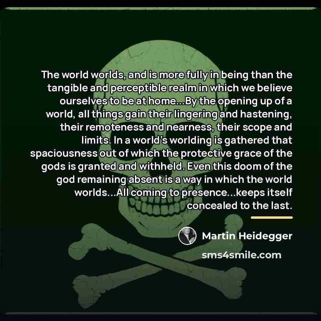 “The world worlds, and is more fully in being than…” quote by Martin Heidegger