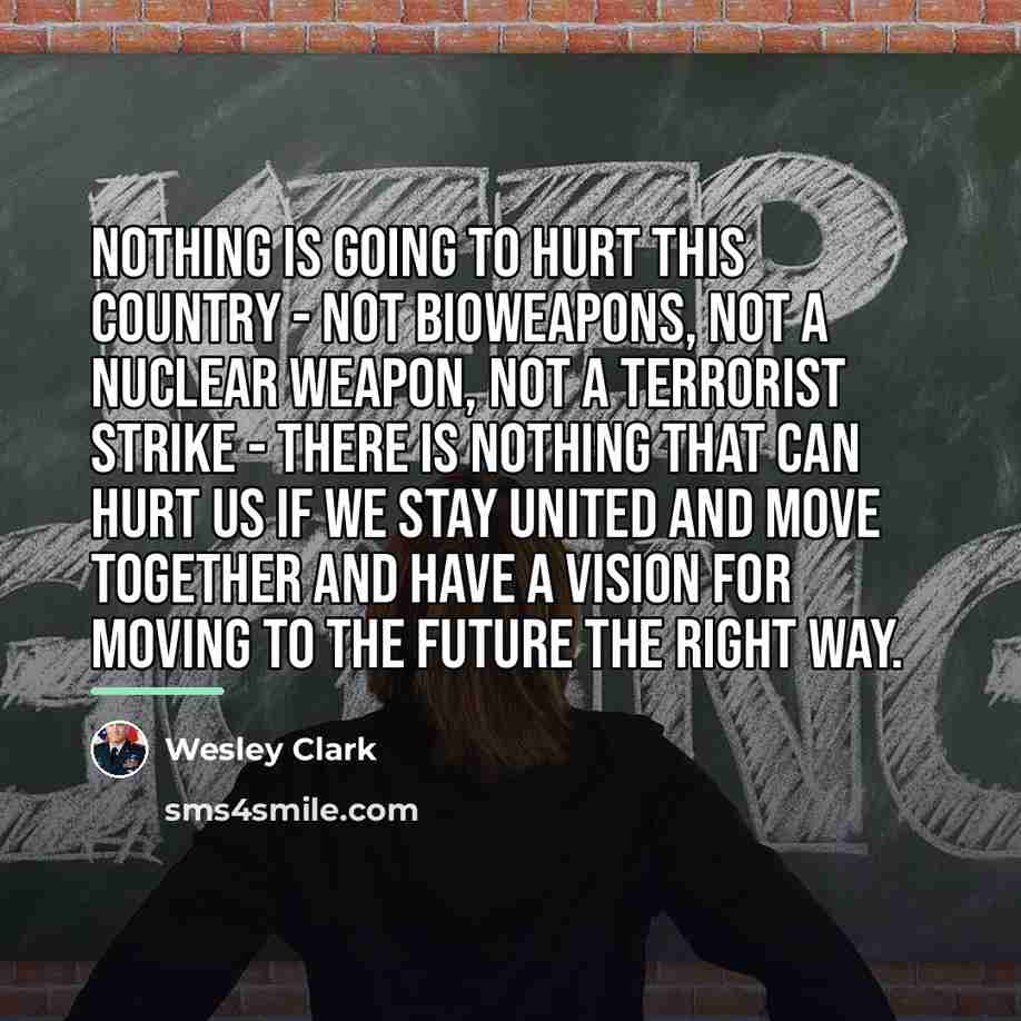 “Nothing is going to hurt this country - not bioweapons,…” quote by Wesley Clark