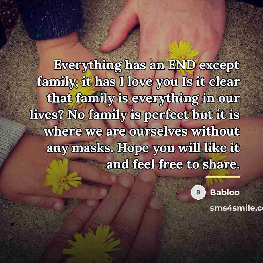 “Everything has an END except family, it has I love…” quote by Babloo