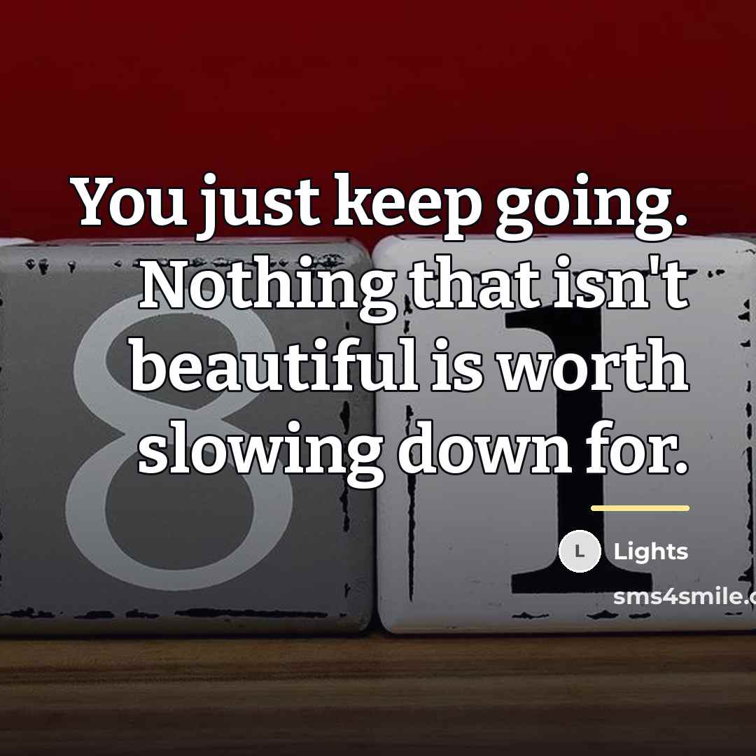 “You just keep going. Nothing that isn't beautiful is worth…” quote by Lights
