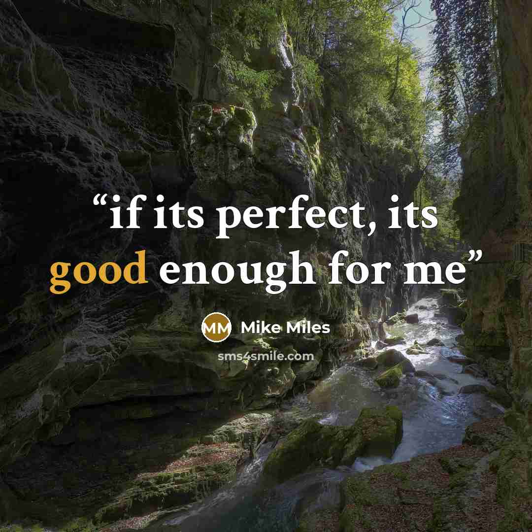 “if its perfect, its good enough for me” quote by Mike Miles