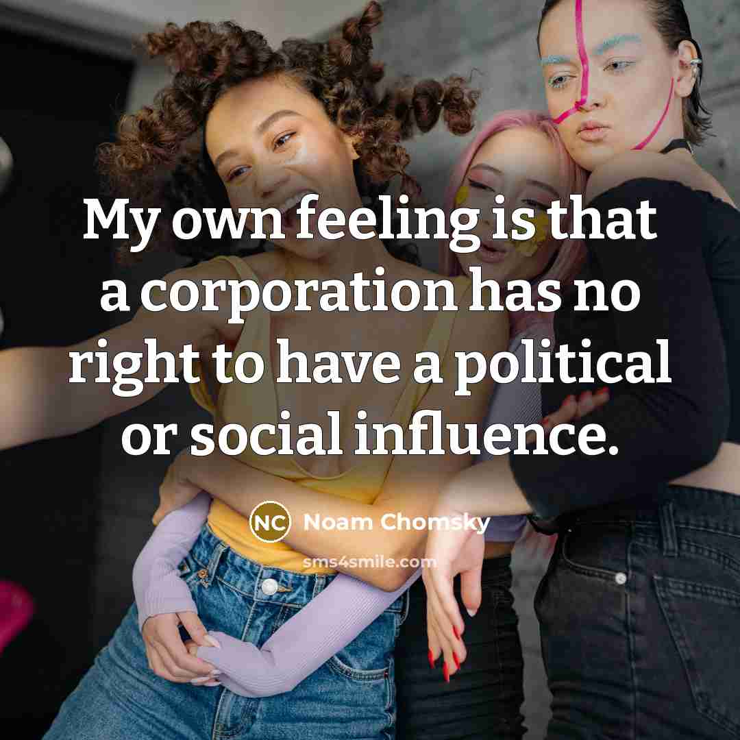 “My own feeling is that a corporation has no right…” quote by Noam Chomsky