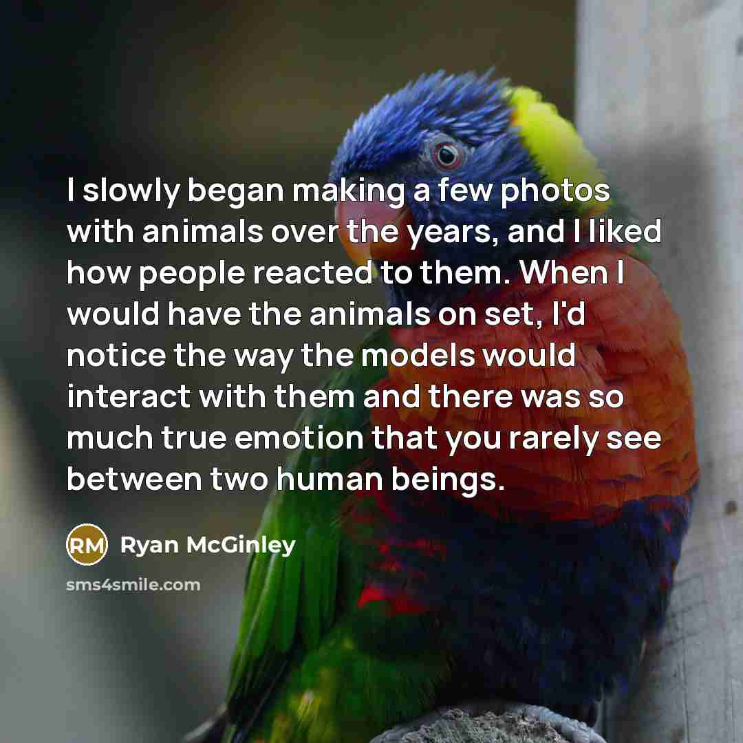 “I slowly began making a few photos with animals over…” quote by Ryan McGinley