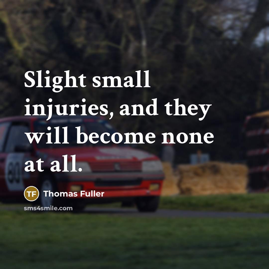 “Slight small injuries, and they will become none at all.” quote by Thomas Fuller