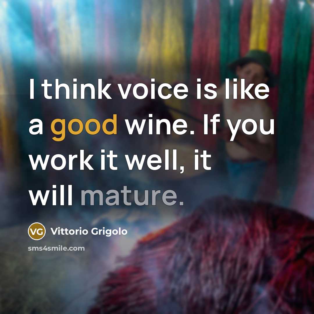 “I think voice is like a good wine. If you…” quote by Vittorio Grigolo