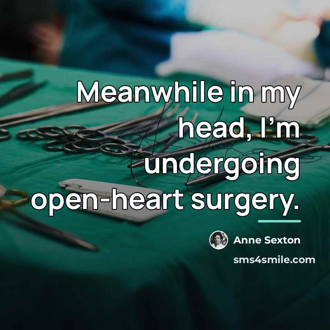 “Meanwhile in my head, I’m undergoing open-heart surgery.…” quote by Anne Sexton