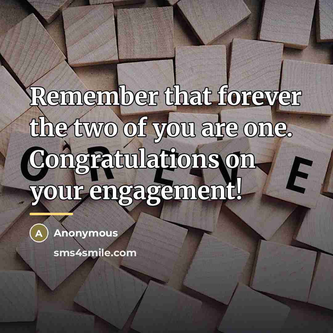 “Remember that forever the two of you are one. Congratulations…” quote by Anonymous